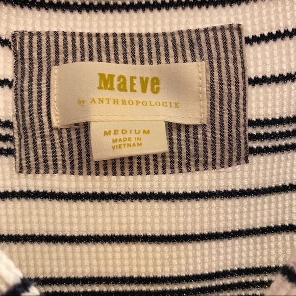 navy + white stripe v neck thermal | maeve - Picture 8 of 8